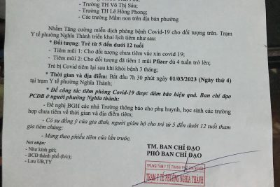 Lịch tiêm vắc xin phòng Covid-19