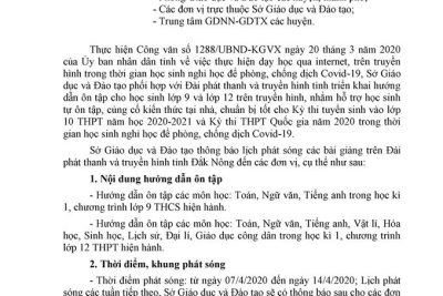 LỊCH PHÁT SÓNG CÁC BÀI GIẢNG TRÊN TRUYỀN HÌNH ĐẮK NÔNG